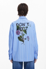 Cămașă casual cu dungi albastre și design floral