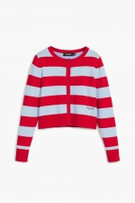 Cardigan lung slim cu dungi alb-negru