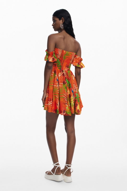 Rochie scurtă de plajă cu imprimeu tropical