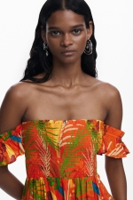 Rochie scurtă de plajă cu imprimeu tropical