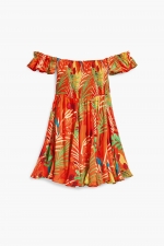 Rochie scurtă de plajă cu imprimeu tropical