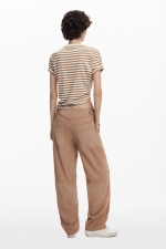 Pantaloni bej utilitari cu croială dreaptă