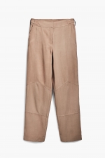 Pantaloni bej utilitari cu croială dreaptă