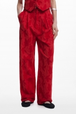 Pantaloni roșii eleganți cu talie înaltă