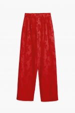 Pantaloni roșii eleganți cu talie înaltă