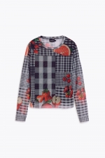 Bluză multicoloră din tulle cu print fructe