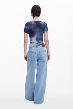 Tricou albastru cu imprimeu Arty și mâneci scurte