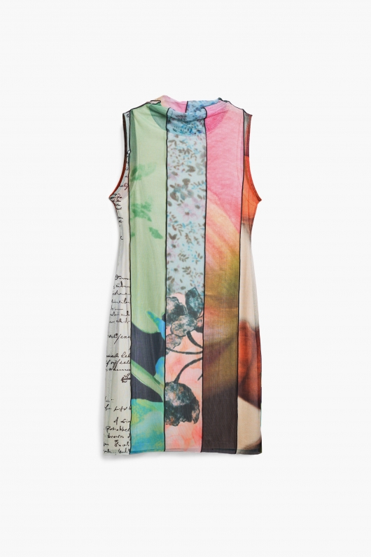 Rochie scurtă mulată din tull multicolor