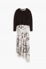 Rochie animal print cu pulover pufos detașabil