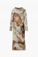 Rochie midi casual cu imprimeu Arty și guler înalt