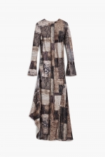 Rochie lungă satinată animal print elegantă