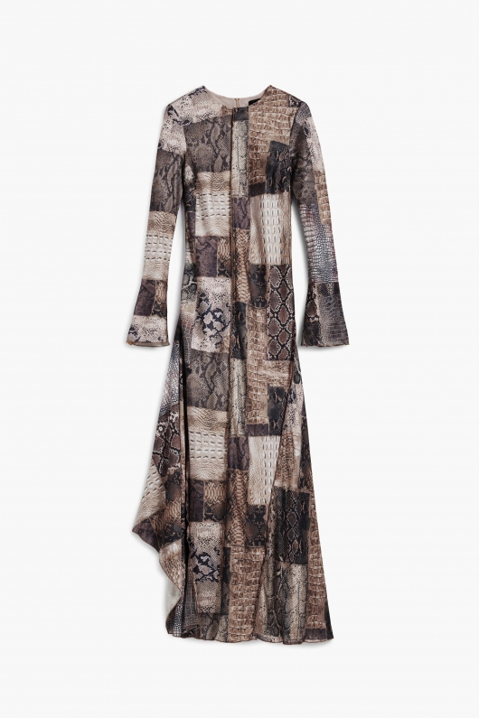 Rochie lungă satinată animal print elegantă