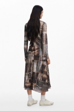 Rochie lungă satinată animal print elegantă