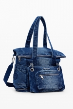 Rucsac denim albastru cu compartiment laptop