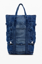 Rucsac denim albastru cu compartiment laptop