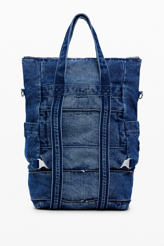 Rucsac denim albastru cu compartiment laptop