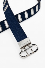 Curea reversibilă denim albastru-negru cu cataramă