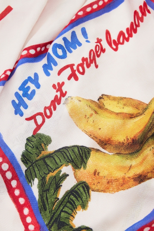 Eșarfă multicoloră cu print timbre vintage