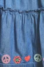 Fustă mini denim albastru cu broderie