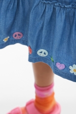 Fustă mini denim albastru cu broderie