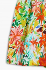 Salopetă scurtă cu print floral și volane