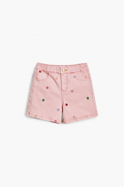 Pantaloni scurți denim albastru cu broderie