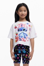 Tricou alb cropped cu imprimeu Stitch™
