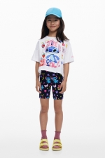 Tricou alb cropped cu imprimeu Stitch™