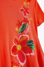 Rochie scurtă portocalie cu imprimeu floral