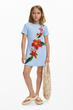 Rochie scurtă albastră cu imprimeu floral