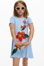 Rochie scurtă albastră cu imprimeu floral