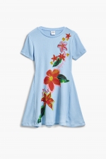 Rochie scurtă albastră cu imprimeu floral