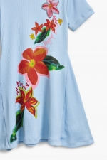 Rochie scurtă albastră cu imprimeu floral