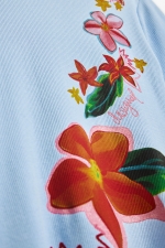 Rochie scurtă albastră cu imprimeu floral