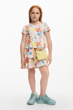 Rochie scurtă cu imprimeu floral și animal