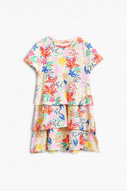 Rochie scurtă cu imprimeu floral și animal