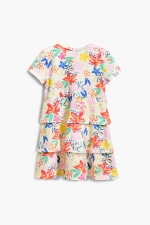 Rochie scurtă cu imprimeu floral și animal