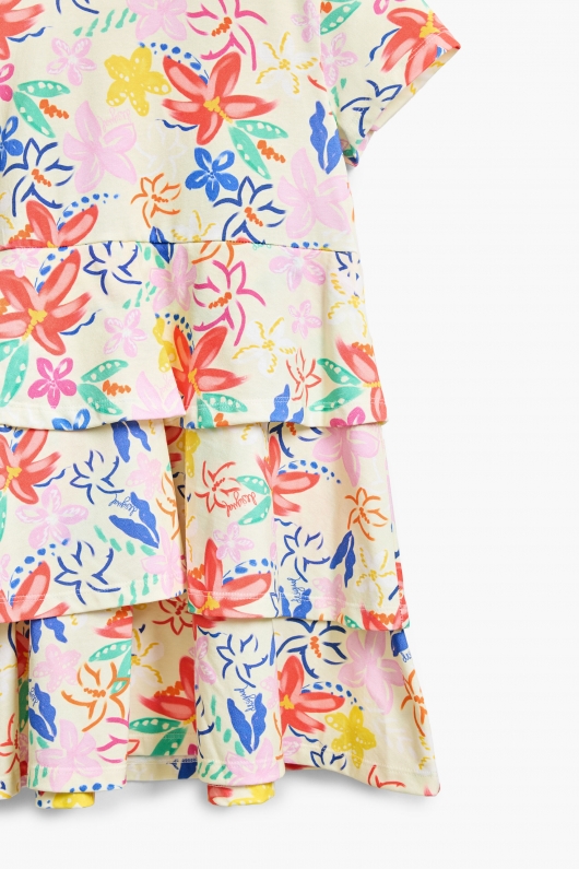 Rochie scurtă cu imprimeu floral și animal