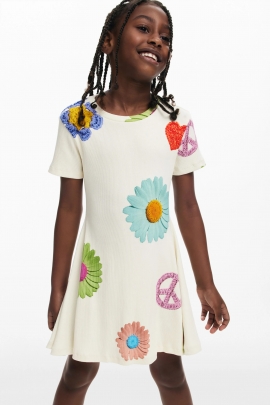 Rochie scurtă casual cu imprimeu floral multicolor