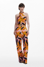 Top multicolor floral fără mâneci halter