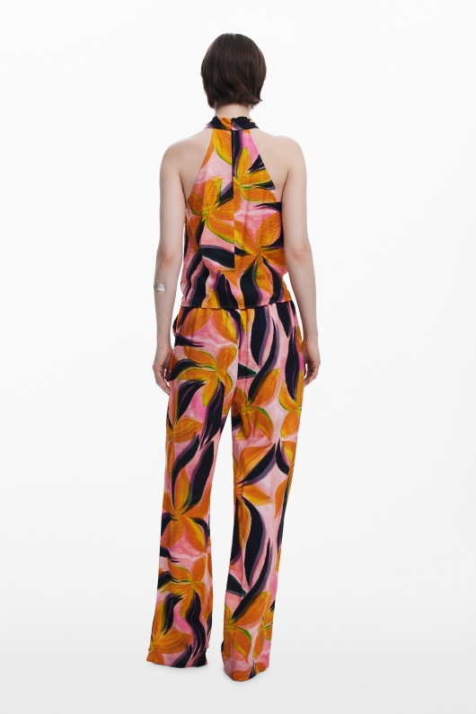Top multicolor floral fără mâneci halter