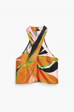 Top multicolor floral fără mâneci halter
