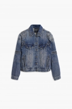 Jachetă denim albastru cu ținte decorative