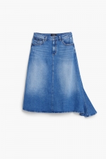 Fustă midi denim albastru cu tiv asimetric