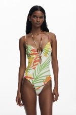 Costum de baie întreg tropical multicolor