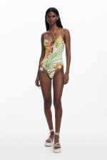 Costum de baie întreg tropical multicolor