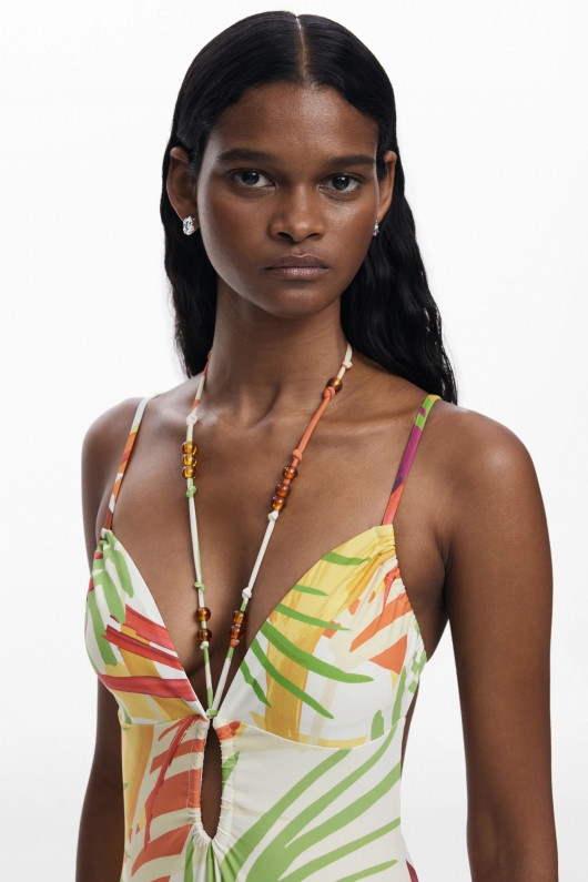 Costum de baie întreg tropical multicolor