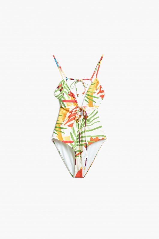 Costum de baie întreg tropical multicolor