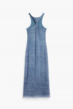 Rochie midi tulle albastru denim mulată