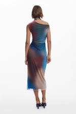 Rochie midi de ocazie cu imprimeu multicolor